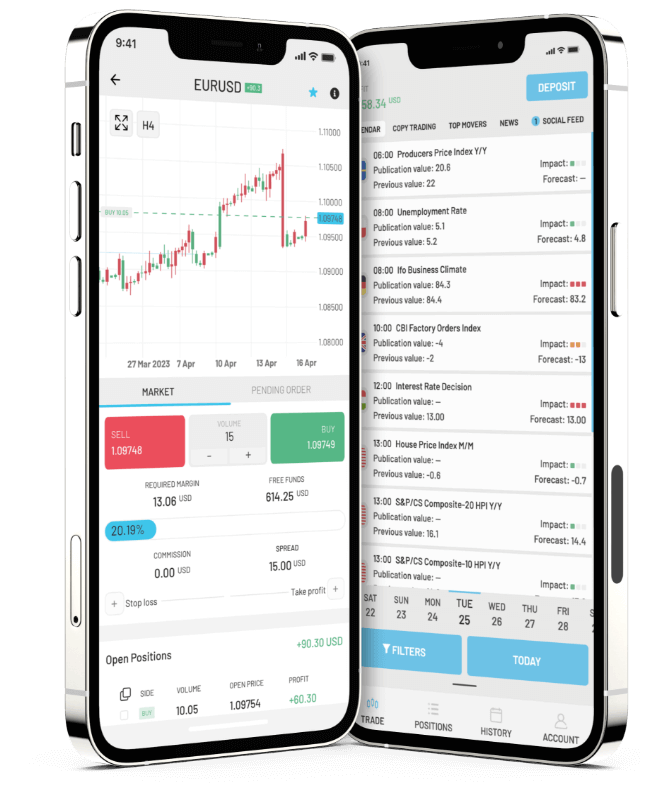 Match-Trader platform mobile app view