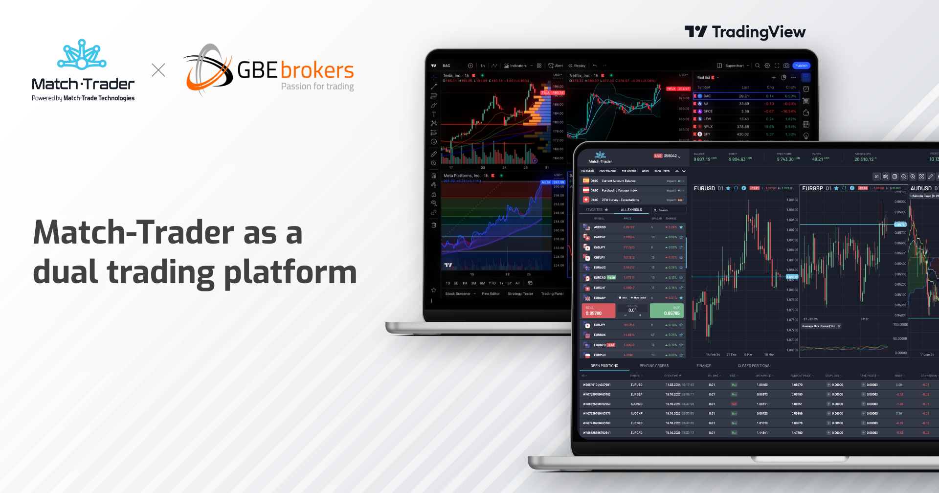 GBE Brokers Pioneers Match-Trader as a dual trading platform leveraging the TradingView Integration